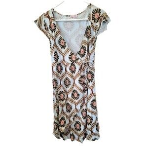 Fresh Produce Blue Faux Wrap Dress Size Small